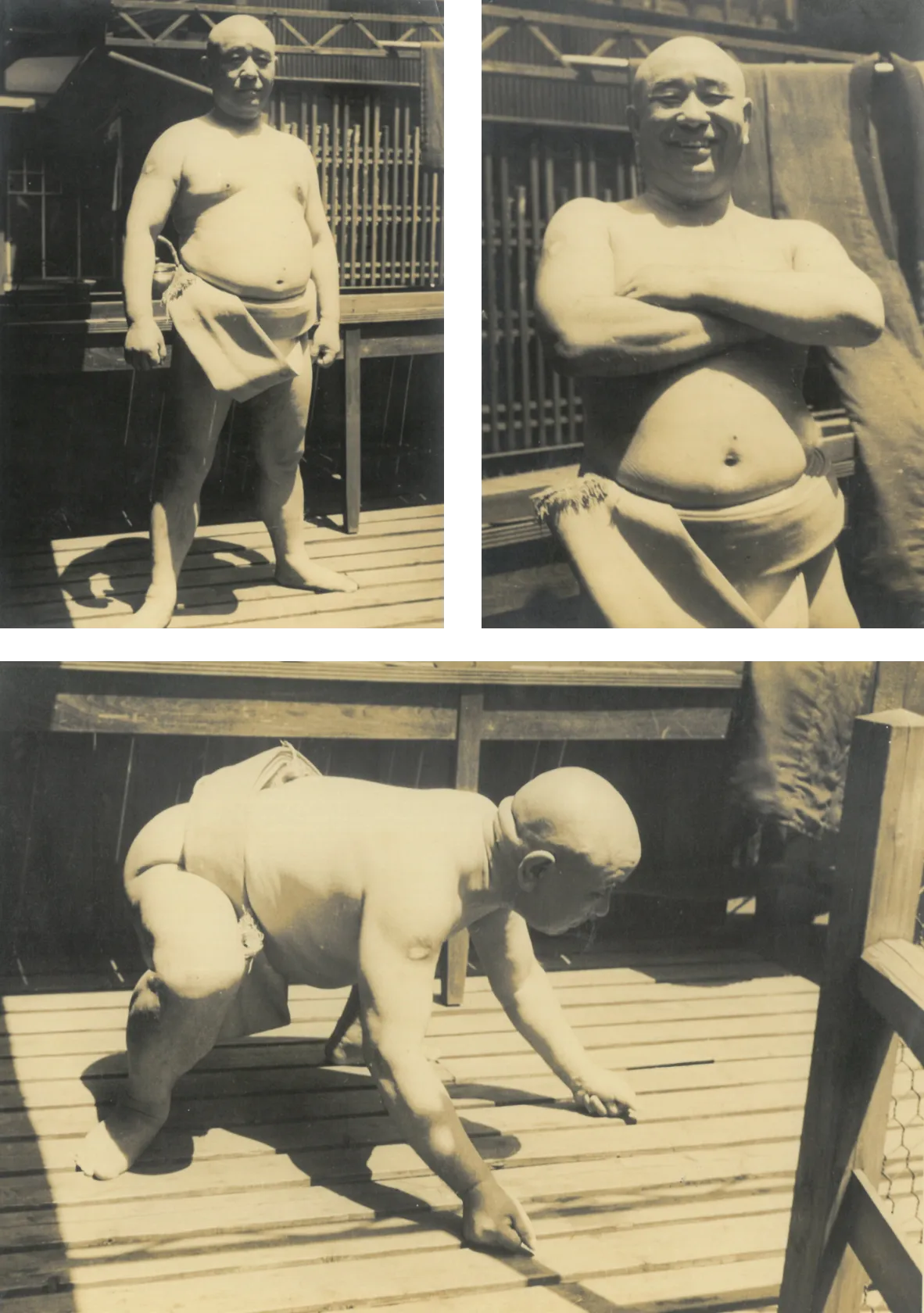 まわし姿で立つ男性の歴史写真
